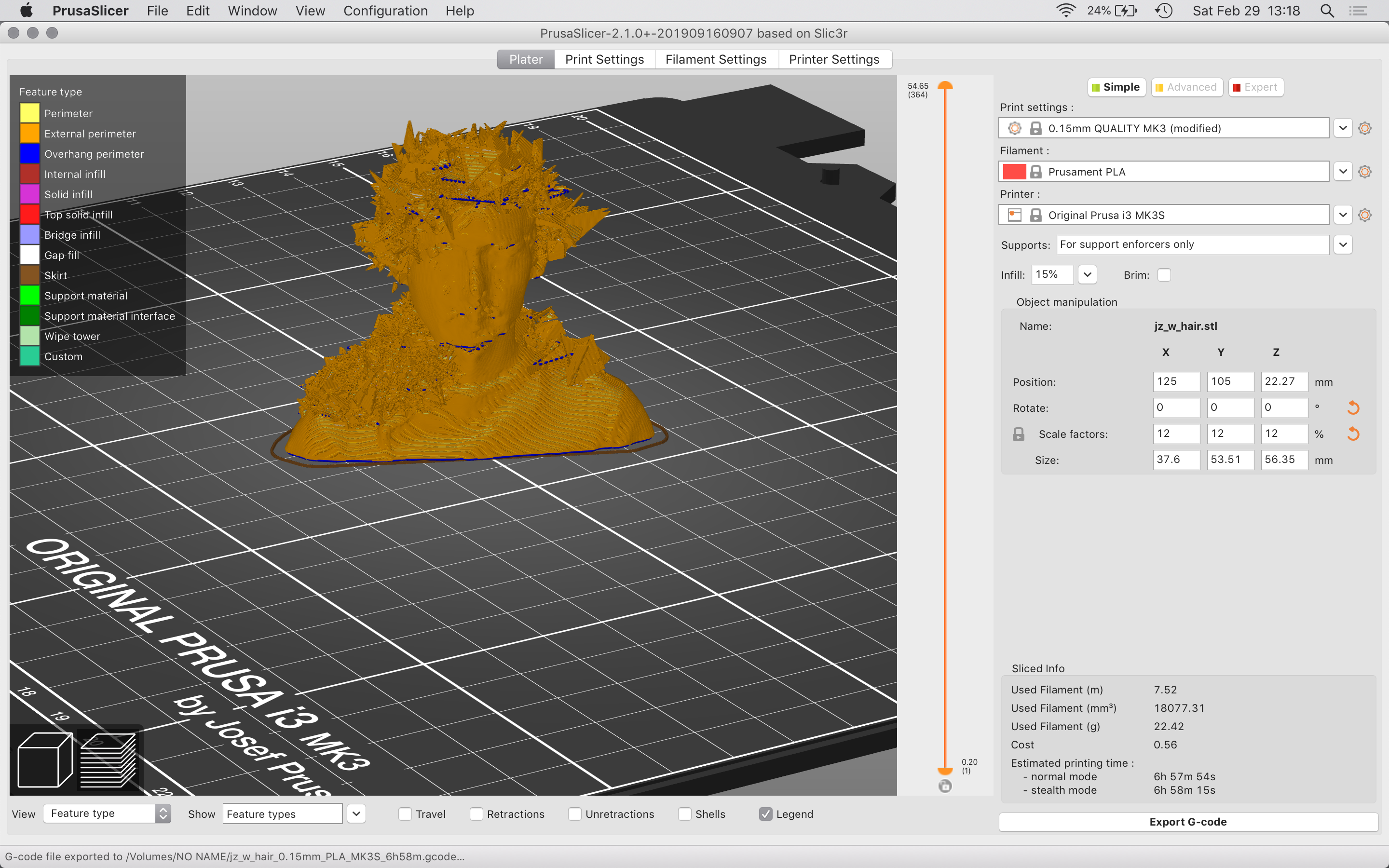 The Prusa rendering of the bust